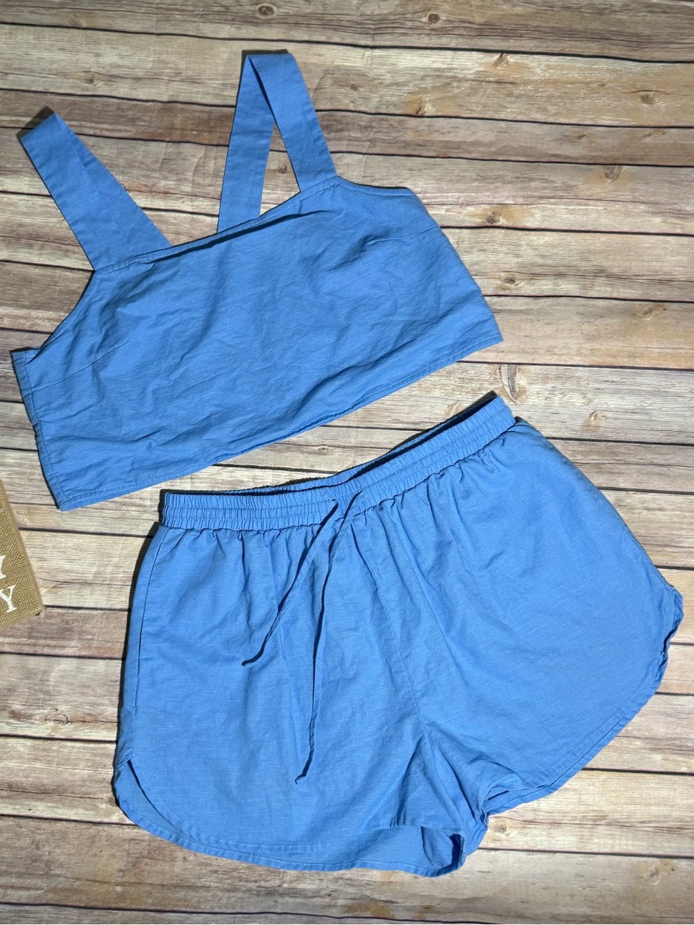 Buddy Love Blue Elastic-Waist Lounge Shorts & Crop Tank Set